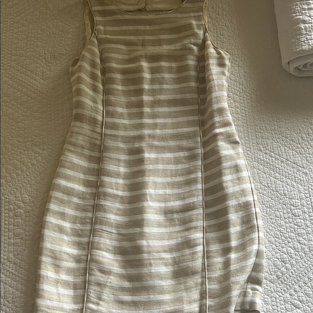 Banana Republic Striped Mini Dress in Cream and Tan